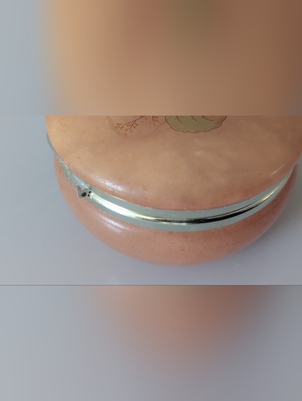 Vintage Genuine Alabaster Round Hinged Trinket Box "Lefton" Made In Italy. 3.5" - Picture 10 of 16